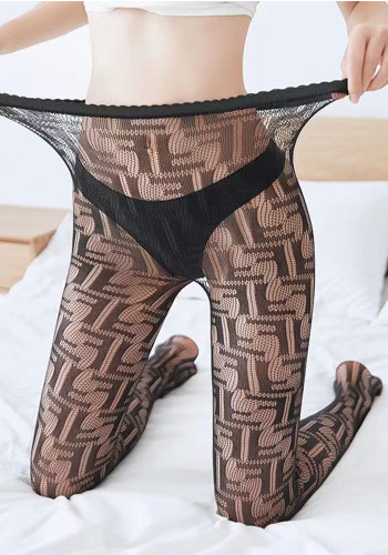 Women black moon fishnet sexy basics leggings with hollowed-out stockings
