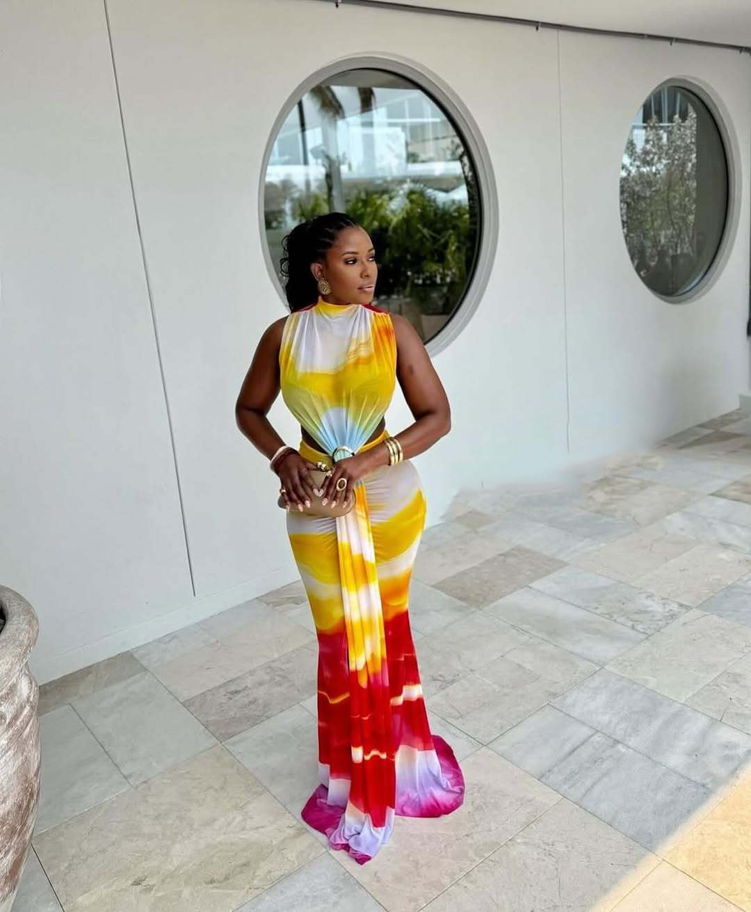 WomenFashion Sexy Sleeveless Chic Gradient Lace-Up Bodycon Long Dress