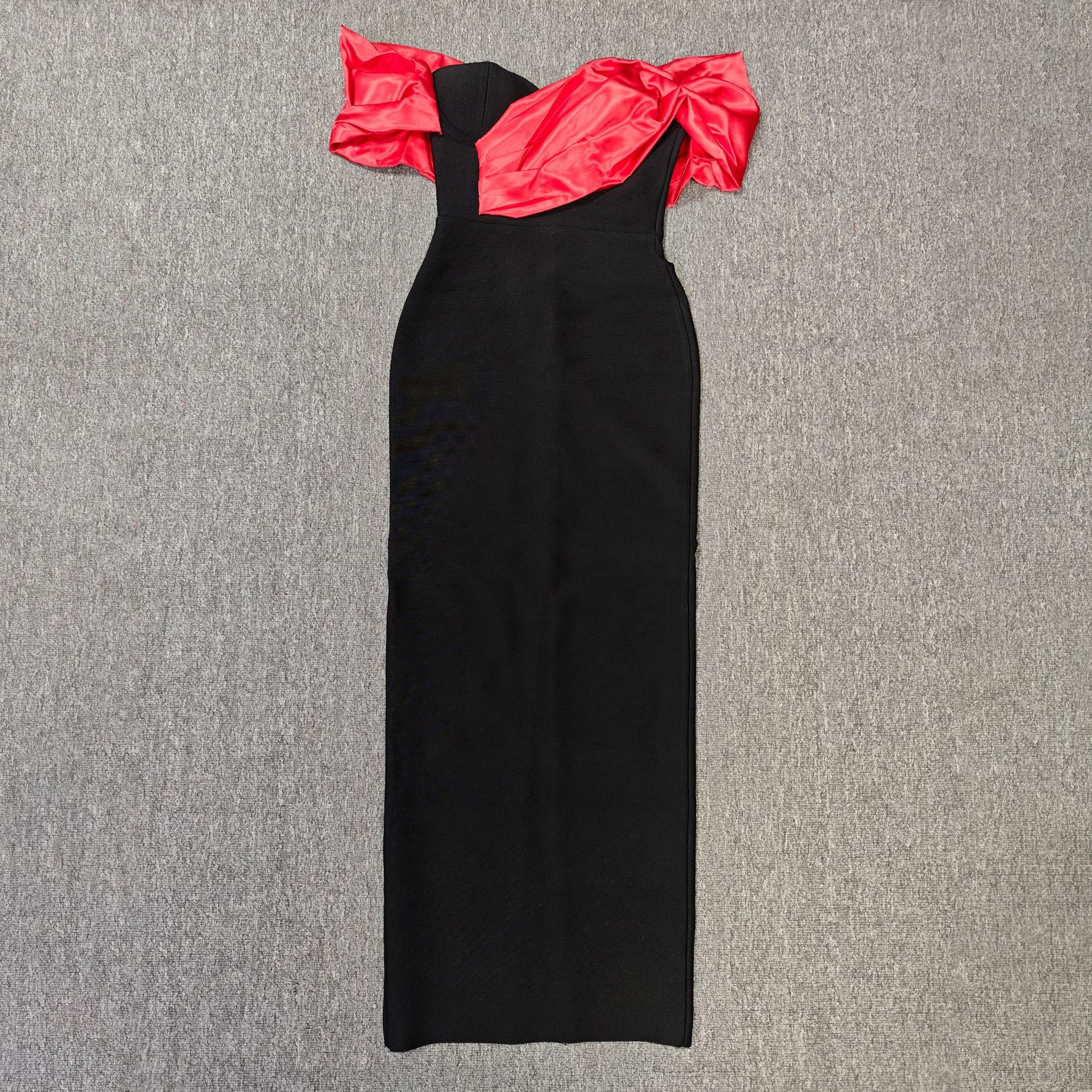 Women sexy off-the-shoulder strapless contrasting patchwork formal party dress