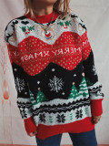 Christmas autumn/winter Women elk snowflake round neck long-sleeved sweater