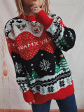 Christmas autumn/winter Women elk snowflake round neck long-sleeved sweater
