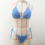 Sexy Sequins Bikini Pearl Strap Two Piece Swimsuit
