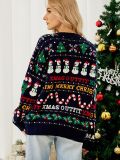 Christmas autumn/winter Christmas tree round neck sweater with sequined snowman
