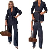 Women Autumn Denim Wide-Leg Pants