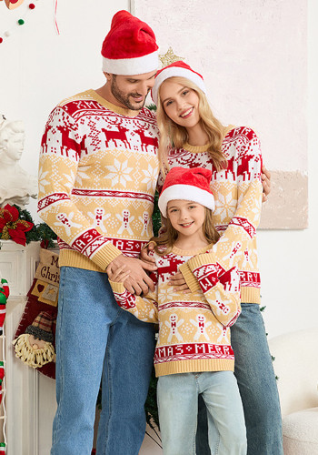 Christmas Casual Family Wear Knitted Snowflake Elk Sweater