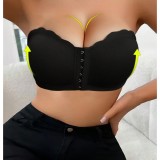 Plus Size Front Closure Bra Push-Up Chest Bustier Invisible Transparent Strapless One-Piece Bra Women