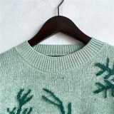 Christmas autumn/winter round neck snowflake deer jacquard knitting sweater