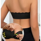 Plus Size Front Closure Bra Push-Up Chest Bustier Invisible Transparent Strapless One-Piece Bra Women