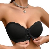 Plus Size Front Closure Bra Push-Up Chest Bustier Invisible Transparent Strapless One-Piece Bra Women