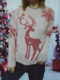 Christmas autumn/winter round neck snowflake deer jacquard knitting sweater