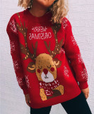 Christmas autumn/winter Christmas themed snowflake elk round neck long-sleeved knitting sweater