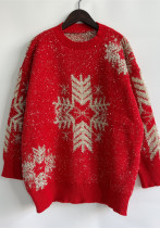Christmas autumn/winter gold thread large snowflake Christmas round neck long-sleeved sweater Christmas autumn/winter gold thread large snowflake Christmas round neck long-sleeved sweater