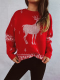 Christmas autumn/winter cartoon reindeer snowflake jacquard Christmas round neck knitting sweater
