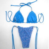 Sexy Sequins Bikini Pearl Strap Two Piece Swimsuit