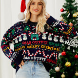 Christmas autumn/winter Christmas tree round neck sweater with sequined snowman