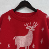 Christmas autumn/winter cartoon reindeer snowflake jacquard Christmas round neck knitting sweater
