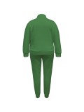 Set Fleece Casual Sport Set Fashion Patchwork High Neck Jacket and Cuffed Pants
