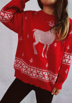Christmas autumn/winter cartoon reindeer snowflake jacquard Christmas round neck knitting sweater Christmas autumn/winter cartoon reindeer snowflake jacquard Christmas round neck knitting sweater