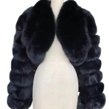 Faux Fur Coat Fox Fur Short Patchwork Winter Warm Top Jacket