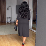 Elegant Career Turndown Collar Slim Waist Color Block Patchwork Pleated Dress