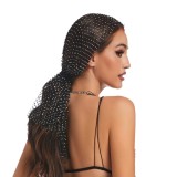 Solid Hat Cut-Out Mid-Length Fishnet Hat Rhinestone Style Women's Accessories Fashion Ornament