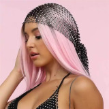 Solid Hat Cut-Out Mid-Length Fishnet Hat Rhinestone Style Women's Accessories Fashion Ornament