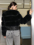Faux Animal Fur Coat Women Warm Casual Outing Fashion Style Winter Coat