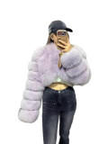 Faux Fur Coat Fox Fur Short Patchwork Winter Warm Top Jacket