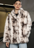 Autumn Winter Luxury Plush Coat Women Faux Fur High Neck Casual Loose Coat