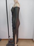 Women Long-Sleeved Draped Slash Shoulder Dress