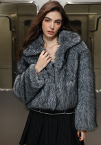 Autumn Winter Faux Fox Fur Turndown Collar Warm Coat Fur Casual Women's Wear