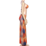 Women's Spring Halter Neck Tie Beaded Chain Slim Low Back Sexy Dress
