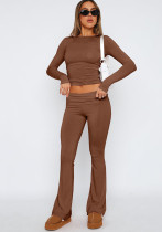 Fashion Solid Color Slim Fit Low Waist Bell Bottom Pants Women Fashion Solid Color Slim Fit Low Waist Bell Bottom Pants Women