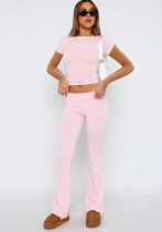 Fashion Solid Color Slim Fit Low Waist Bell Bottom Pants Women Fashion Solid Color Slim Fit Low Waist Bell Bottom Pants Women