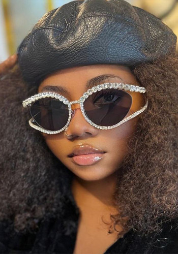 Rhinestone Cut-Out Y2K Cat Eye Sunglasses Fashion Style Women's Trendy Shades