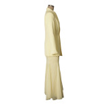 Women elegant autumn solid blazer and mesh two-piece skirt