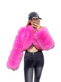 Faux Fur Coat Fox Fur Short Patchwork Winter Warm Top Jacket