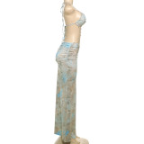 Women's Spring Halter Neck Tie Beaded Chain Slim Low Back Sexy Dress