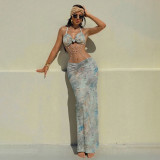 Women's Spring Halter Neck Tie Beaded Chain Slim Low Back Sexy Dress