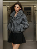 Autumn Winter Faux Fox Fur Turndown Collar Warm Coat Fur Casual Women's Wear