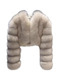 Faux Fur Coat Fox Fur Short Patchwork Winter Warm Top Jacket