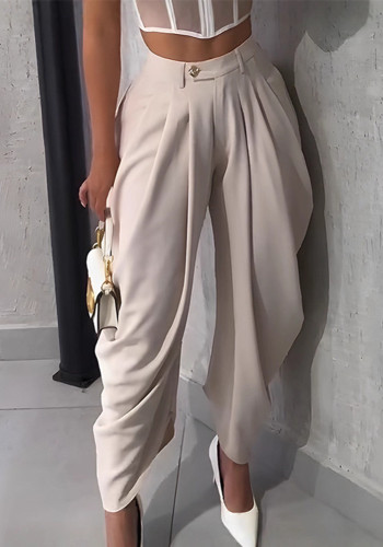 Women's Cropped Pants Solid Color Sexy Casual Wide Leg Fashion Ankle Length Trousers