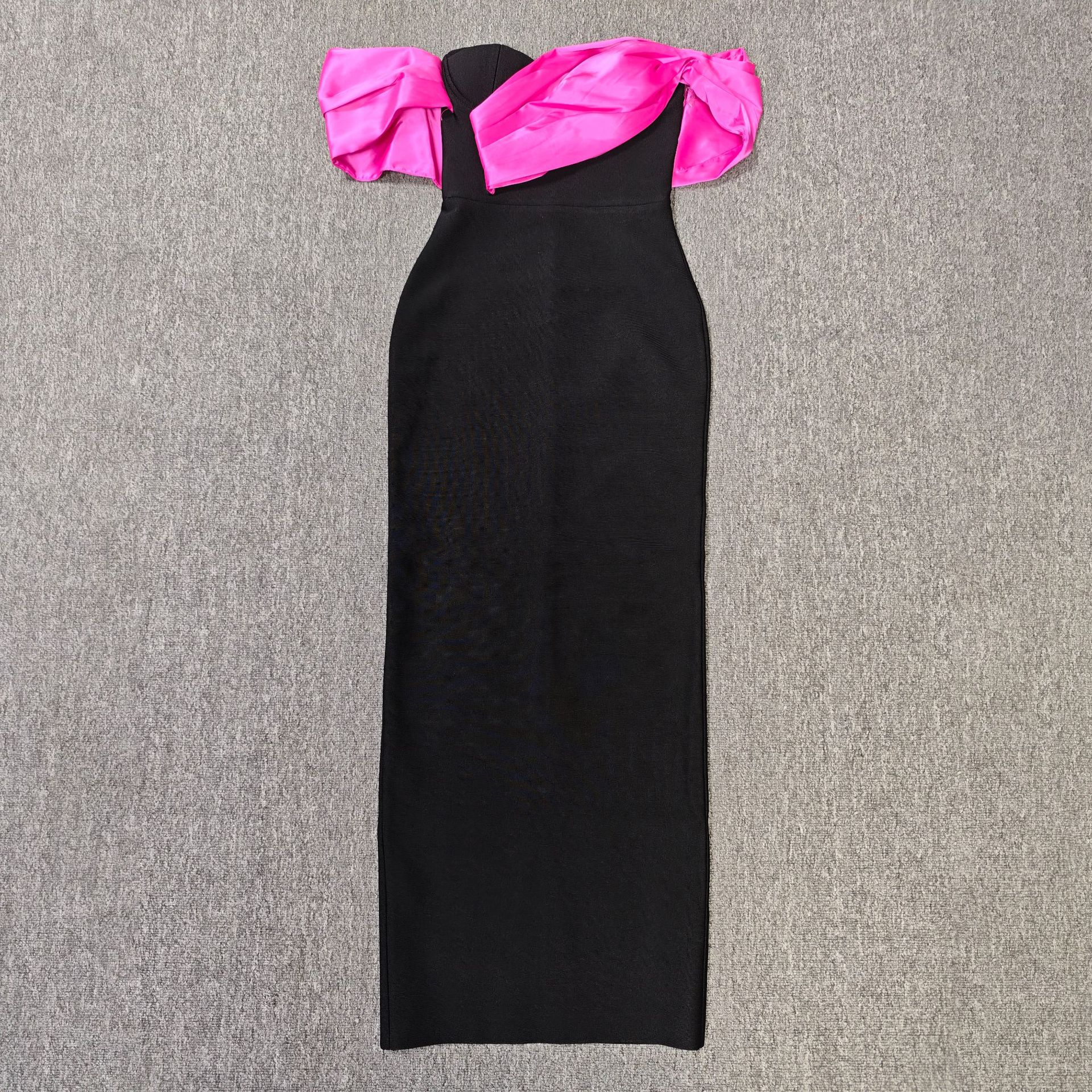 Women sexy off-the-shoulder strapless contrasting patchwork formal party dress