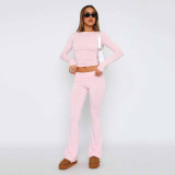 Fashion Solid Color Slim Fit Low Waist Bell Bottom Pants Women