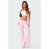 Fashion Solid Color Slim Fit Low Waist Bell Bottom Pants Women