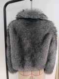 Autumn Winter Faux Fox Fur Turndown Collar Warm Coat Fur Casual Women's Wear