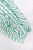 Women's Striped Long Sleeve Turndown Collar Elegant Casual Belted Long Dress