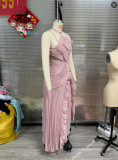 Women's Ruffled Pleated Luxury Chiffon Dress