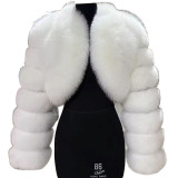 Faux Fur Coat Fox Fur Short Patchwork Winter Warm Top Jacket