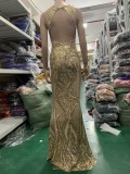 Lace & Sequin Fishtail Wedding Dress Romantic Bridal Evening Gown